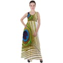 Peacock Feather Plumage Colorful Empire Waist Velour Maxi Dress View1