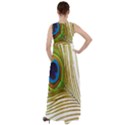 Peacock Feather Plumage Colorful Empire Waist Velour Maxi Dress View2