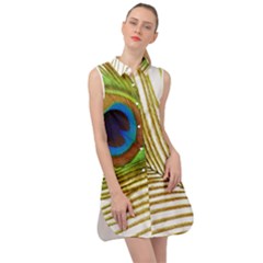 Peacock Feather Plumage Colorful Sleeveless Shirt Dress by Sapixe