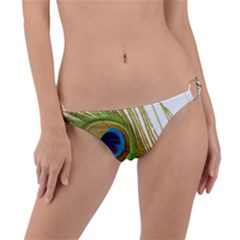 Peacock Feather Plumage Colorful Ring Detail Bikini Bottom