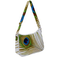 Peacock Feather Plumage Colorful Zip Up Shoulder Bag