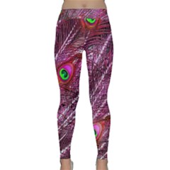 Peacock Feathers Color Plumage Classic Yoga Leggings by Sapixe