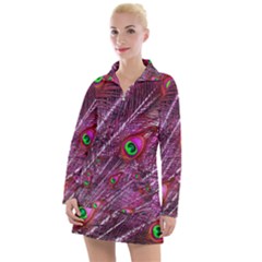 Peacock Feathers Color Plumage Women s Long Sleeve Casual Dress by Sapixe