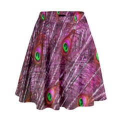 Peacock Feathers Color Plumage High Waist Skirt by Sapixe