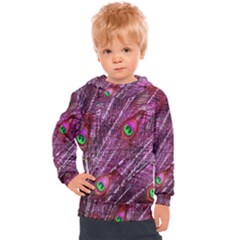 Peacock Feathers Color Plumage Kids  Hooded Pullover by Sapixe