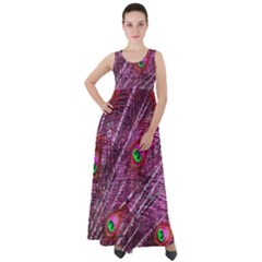 Peacock Feathers Color Plumage Empire Waist Velour Maxi Dress by Sapixe