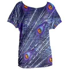 Peacock Feathers Color Plumage Blue Women s Oversized Tee by Sapixe