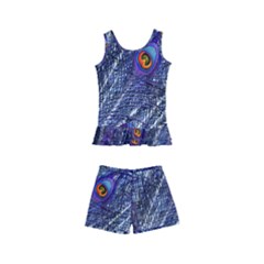 Peacock Feathers Color Plumage Blue Kids  Boyleg Swimsuit by Sapixe