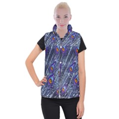 Peacock Feathers Color Plumage Blue Women s Button Up Vest by Sapixe