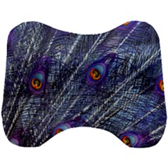 Peacock Feathers Color Plumage Blue Head Support Cushion by Sapixe