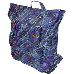 Peacock Feathers Color Plumage Blue Buckle Up Backpack by Sapixe