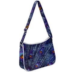 Peacock Feathers Color Plumage Blue Zip Up Shoulder Bag