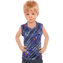 Peacock Feathers Color Plumage Blue Kids  Mesh Tank Top