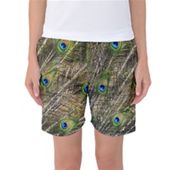 Peacock Feathers Color Plumage Green Women s Basketball Shorts by Sapixe