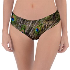 Peacock Feathers Color Plumage Green Reversible Classic Bikini Bottoms by Sapixe