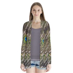 Peacock Feathers Color Plumage Green Drape Collar Cardigan by Sapixe