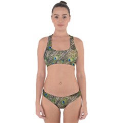 Peacock Feathers Color Plumage Green Cross Back Hipster Bikini Set by Sapixe