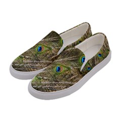 Peacock Feathers Color Plumage Green Women s Canvas Slip Ons by Sapixe