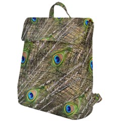 Peacock Feathers Color Plumage Green Flap Top Backpack by Sapixe