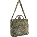 Peacock Feathers Color Plumage Green Square Shoulder Tote Bag View2