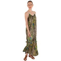 Peacock Feathers Color Plumage Green Cami Maxi Ruffle Chiffon Dress by Sapixe