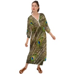 Peacock Feathers Color Plumage Green Grecian Style  Maxi Dress by Sapixe