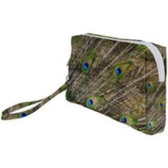 Peacock Feathers Color Plumage Green Wristlet Pouch Bag (small) by Sapixe