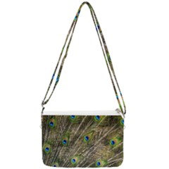 Peacock Feathers Color Plumage Green Double Gusset Crossbody Bag