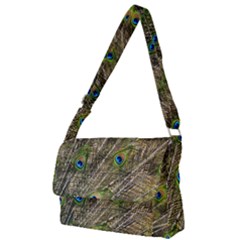 Peacock Feathers Color Plumage Green Full Print Messenger Bag (l)