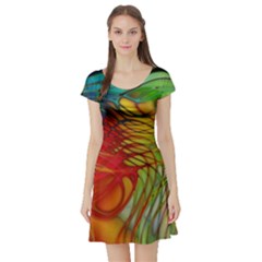 Texture Art Color Pattern Short Sleeve Skater Dress by Sapixe