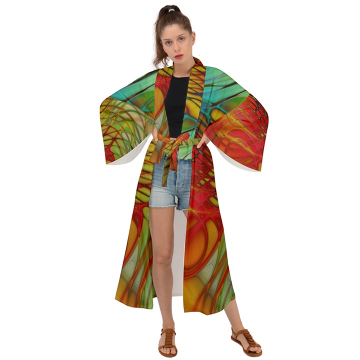 Texture Art Color Pattern Maxi Kimono