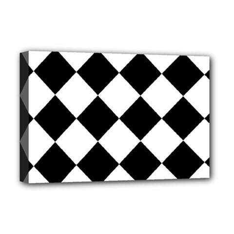 Grid Domino Bank And Black Deluxe Canvas 18  X 12  (stretched) by Sapixe