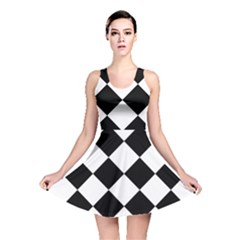 Grid Domino Bank And Black Reversible Skater Dress by Sapixe