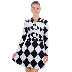 Grid Domino Bank And Black Long Sleeve Panel Dress by Sapixe