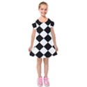 Grid Domino Bank And Black Kids  Short Sleeve Velvet Dress View1