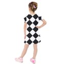 Grid Domino Bank And Black Kids  Short Sleeve Velvet Dress View2