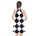 Grid Domino Bank And Black Halter Neckline Chiffon Dress  View2