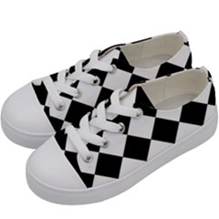 Grid Domino Bank And Black Kids  Low Top Canvas Sneakers by Sapixe