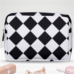 Grid Domino Bank And Black Make Up Pouch (medium)