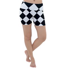 Grid Domino Bank And Black Lightweight Velour Yoga Shorts by Sapixe