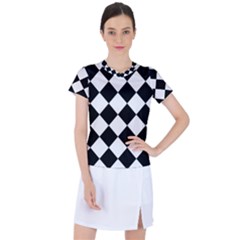 Grid Domino Bank And Black Women s Mesh Sports Top