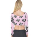 French France Fleur De Lys Metal Pattern black and white antique vintage pink and black rocker Long Sleeve Crop Top View2