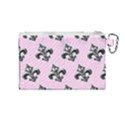 French France Fleur De Lys Metal Pattern black and white antique vintage pink and black rocker Canvas Cosmetic Bag (Medium) View2