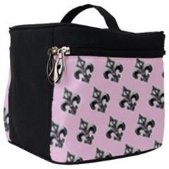 French France Fleur De Lys Metal Pattern Black And White Antique Vintage Pink And Black Rocker Make Up Travel Bag (big) by Quebec