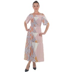 Abstrait Triangles Rose Shoulder Straps Boho Maxi Dress 