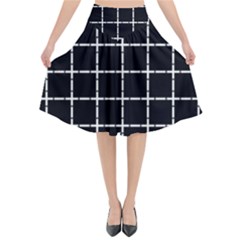 Pattern Carreaux Blanc/noir Flared Midi Skirt by kcreatif