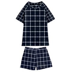 Pattern Carreaux Blanc/noir Kids  Swim Tee And Shorts Set by kcreatif