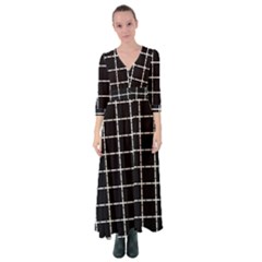 Pattern Carreaux Blanc/noir Button Up Maxi Dress