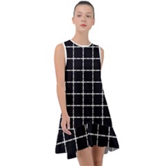 Pattern Carreaux Blanc/noir Frill Swing Dress