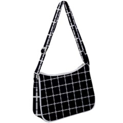 Pattern Carreaux Blanc/noir Zip Up Shoulder Bag